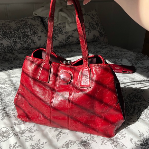 COACH Signature Patent Leather Carryall+Wallet - Picture 2 of 15